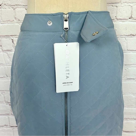 ATHLETA Apres Ski Blue Zippered Quilted Mini Skirt--2 - Picture 9 of 16